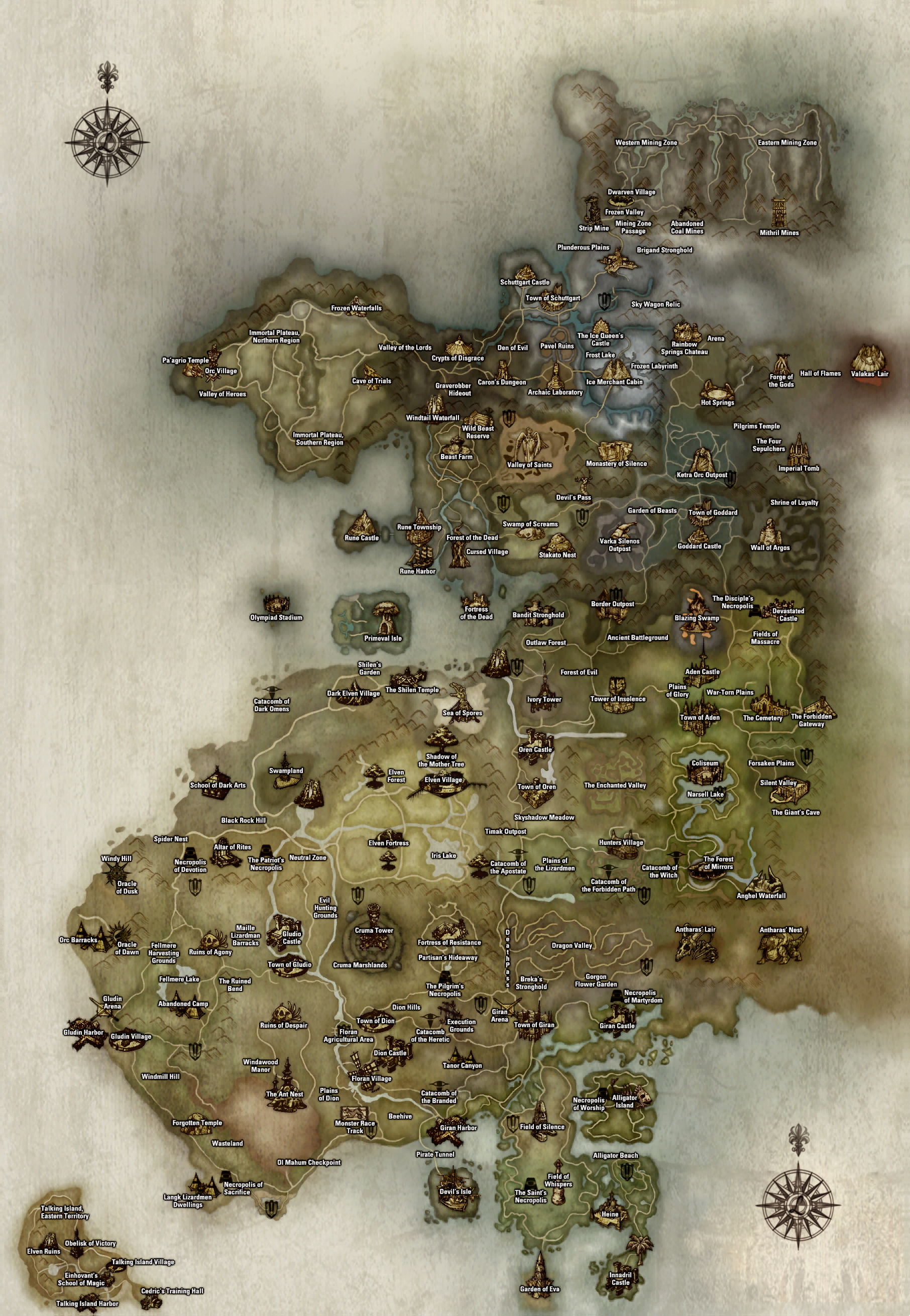 Mapa estratégico del mundo de Lineage II